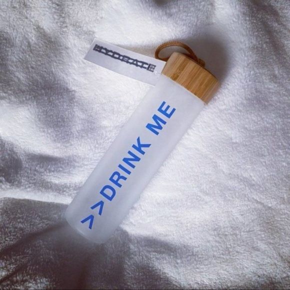 Frosted Glass Water Bottle with Bamboo Lid - Picture 1 of 2